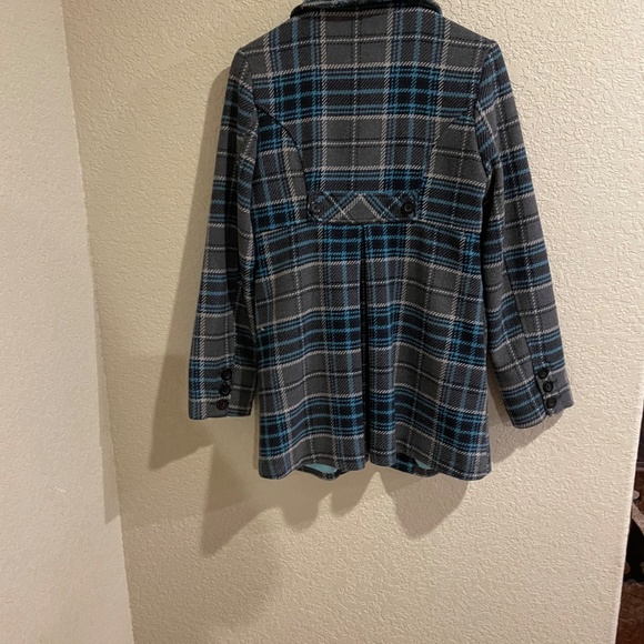 Blue and Gray plaid coat - Picture 5 of 11